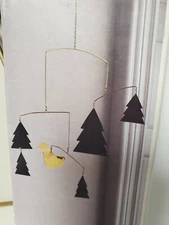 Target Project 62 Hanging Mobile PineTree Bird Gold Tone Black New Metal