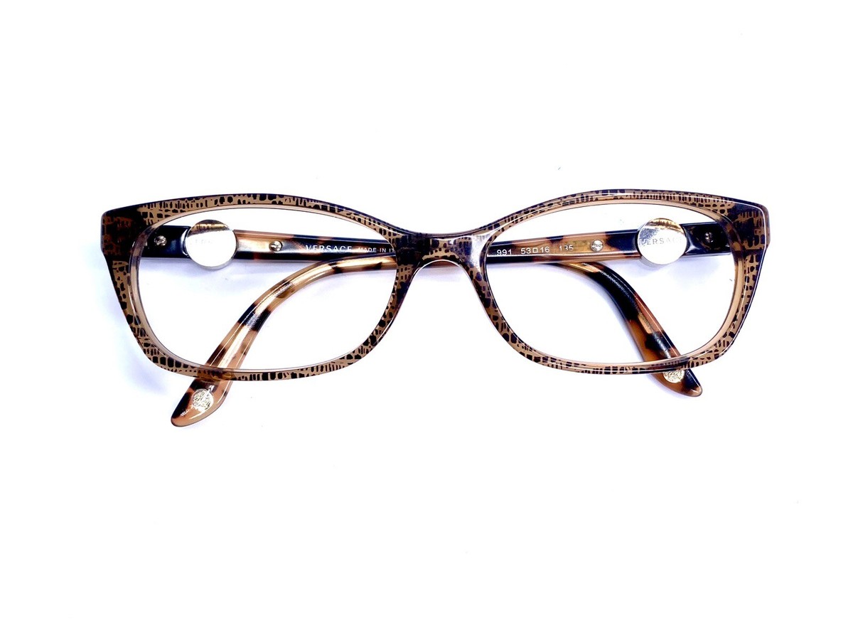 Versace Brown Clear Tortoise Cat Eye Eyeglasses Italy Mod  display picture 3