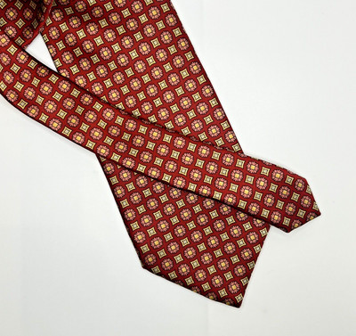 Luca Franzini Tie Rack Tie 100% Silk Made In Italy Red Yellow