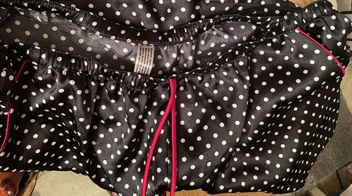 IN BLOOM By JONQUIL Black W/White Dots & Red Piping Satin Shorts Pajama Set XL - Picture 10 of 18