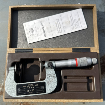 Tesa Swiss Made Disc Flange Slant Line Micrometer Metric 25-50mm Machinist Tool
