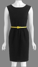 George Brand Womens Black Eyelet Sheath Workwear Dress Size 14