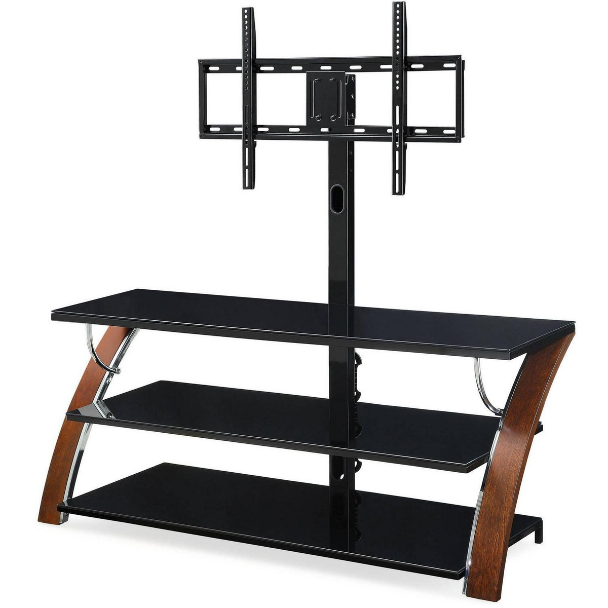 3-in-1 Flat Panel TV Stand For TVs Up To 65 , Brown Cherry Easy