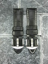 New 22mm Grain Leather Watch Band Black Tang Strap for fits PANERAI Short S