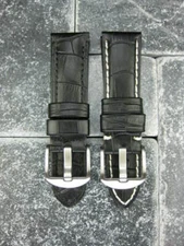 New 22mm Grain Leather Watch Band Black Tang Strap for fits PANERAI Short S