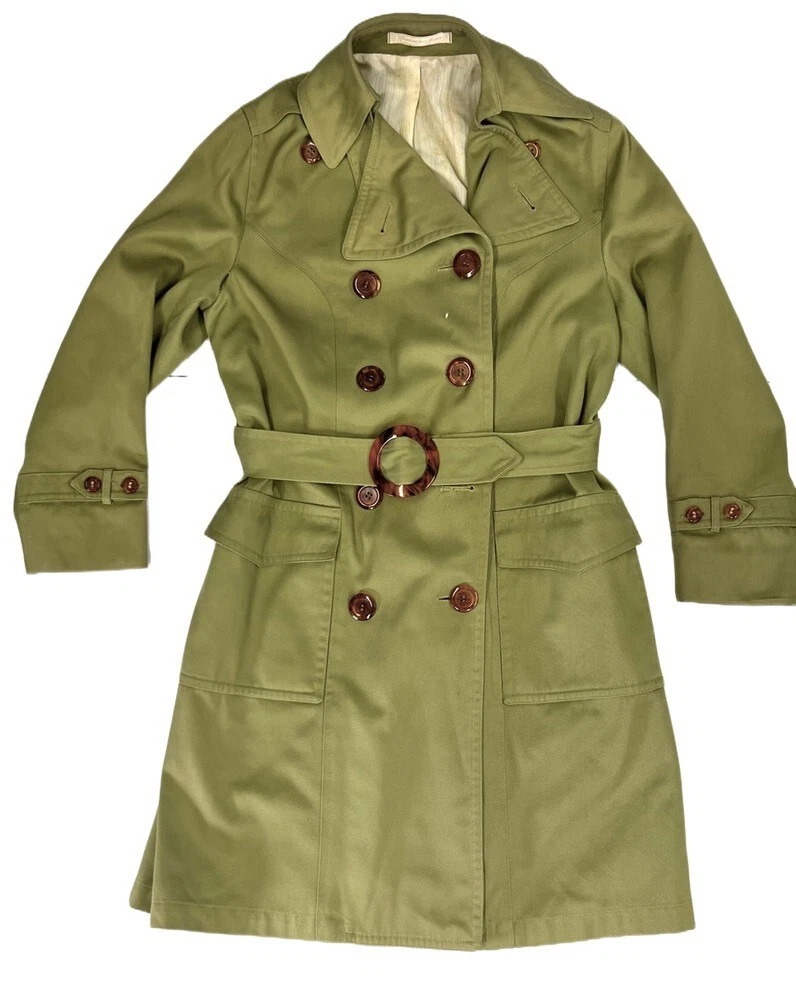 Misty Harbor Trench coat VINTAGE women s Green 70s Belted 9 jr. Pet. Disco