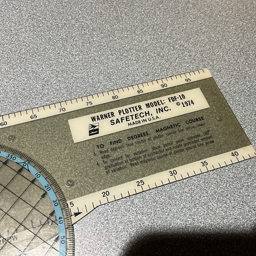 Vintage 1974 WARNER PLOTTER FDF-10 FOR SECTIONAL CHARTS TOOL RULER AVIATION - Picture 4 of 4