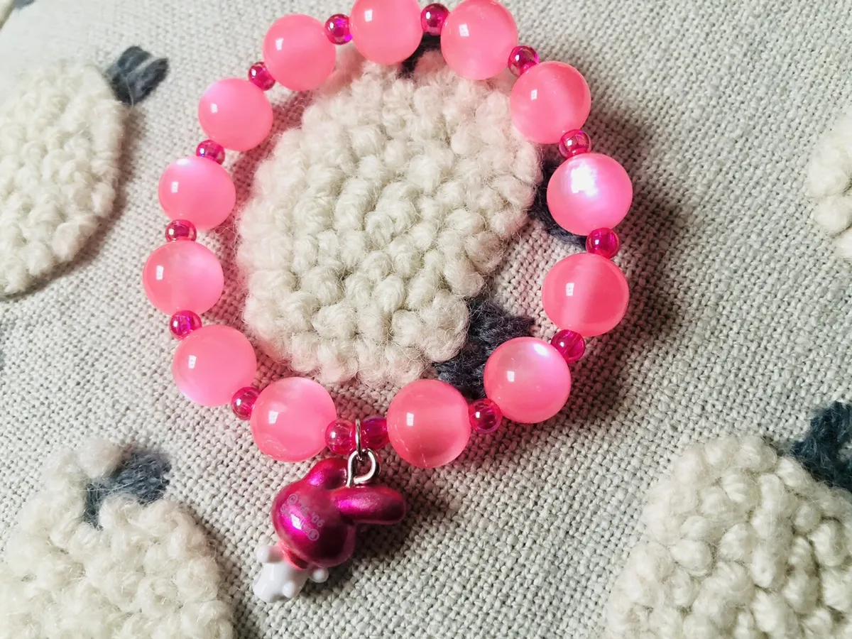 Sanrio Hot Pink Melody Hello Kitty Pearl Beaded Bracelet Mismatch Candy  Beads