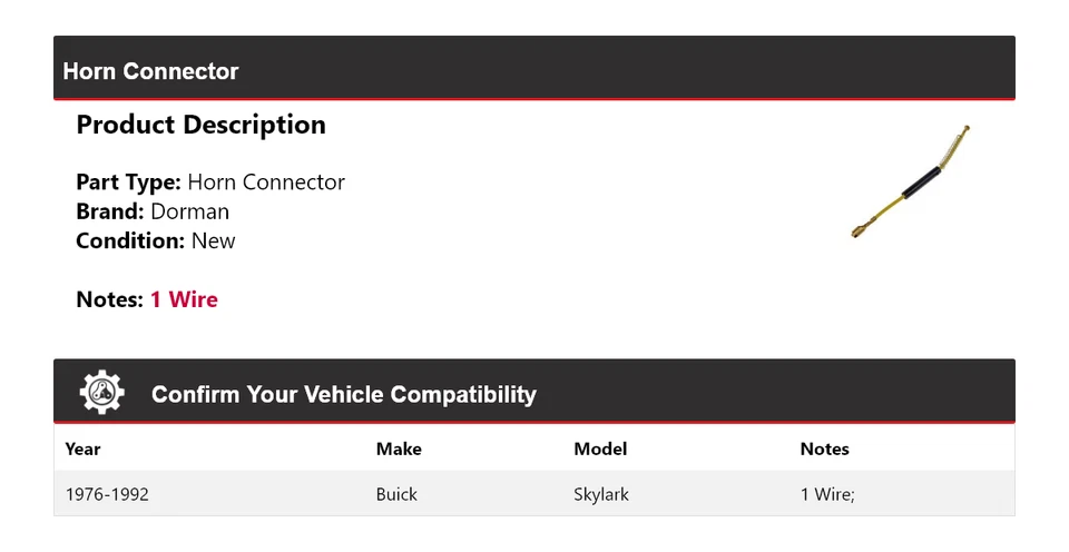 For 1976-1992 Buick Skylark Dorman Horn Connector 1977 1978 1979 1980 1981 1982 - Image 2 of 4