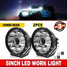Pair 5" inch LED Work Light Pods Spot Flood Combo Fog Lamp Offroad Driving White