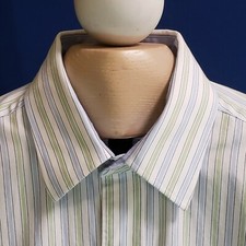 Tommy Hilfiger Shirt Men 16 34-35 Stripe Button Front Long Sleeve Flip Cuff