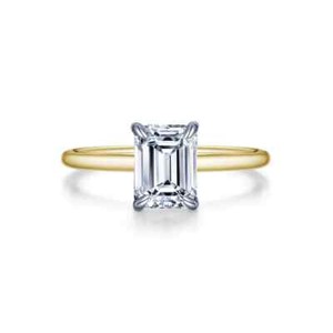 Authentic BRAND Lafonn Gold Plated Emerald-Cut Solitaire Engagement Ring R0493CLT05
