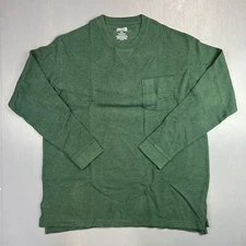 Duluth Trading Co. Long Tail Waffle Knit Henley Shirt Men’s XXL Heather Green 