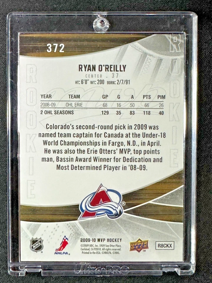 Ryan O'Reilly SER /100 2009-10 Upper Deck MVP Gold Script #372 Rookie Colorado - Image 2 of 2
