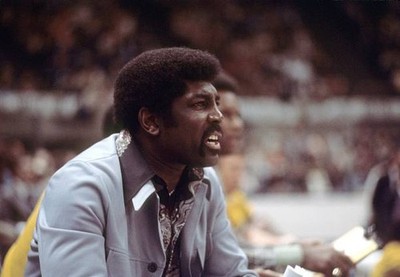 Golden State Warriors head coach Al Attles on sidelines bench duri- Old Photo