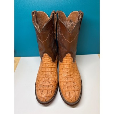 Black Jack Mens 8D Humback Caiman Alligator Tail Tan Brown Western Cowboy Boots