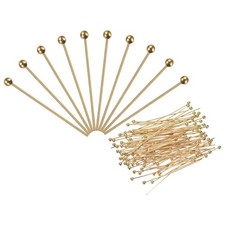 100 Pcs Gold Plated Ball Head Pins 50mm Wire Head Pins Brass 24 Gauge