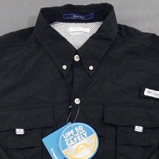 Columbia PFG Bahama II Men's Black Long Sleeve Fishing Shirt UPF 50