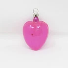 Vintage Bright Pink Hand Blown Glass Heart Christmas Ornament ~ Czech ~ 2-1/4"
