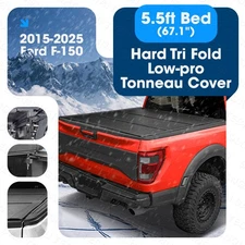 5.5FT Hard Tri Fold Low-profile Tonneau Cover For 2015-2025 Ford F-150 Non-Slip