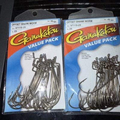 2 packs gamakatsu 5/0 offset shank worm  hook value pack 0711525-25