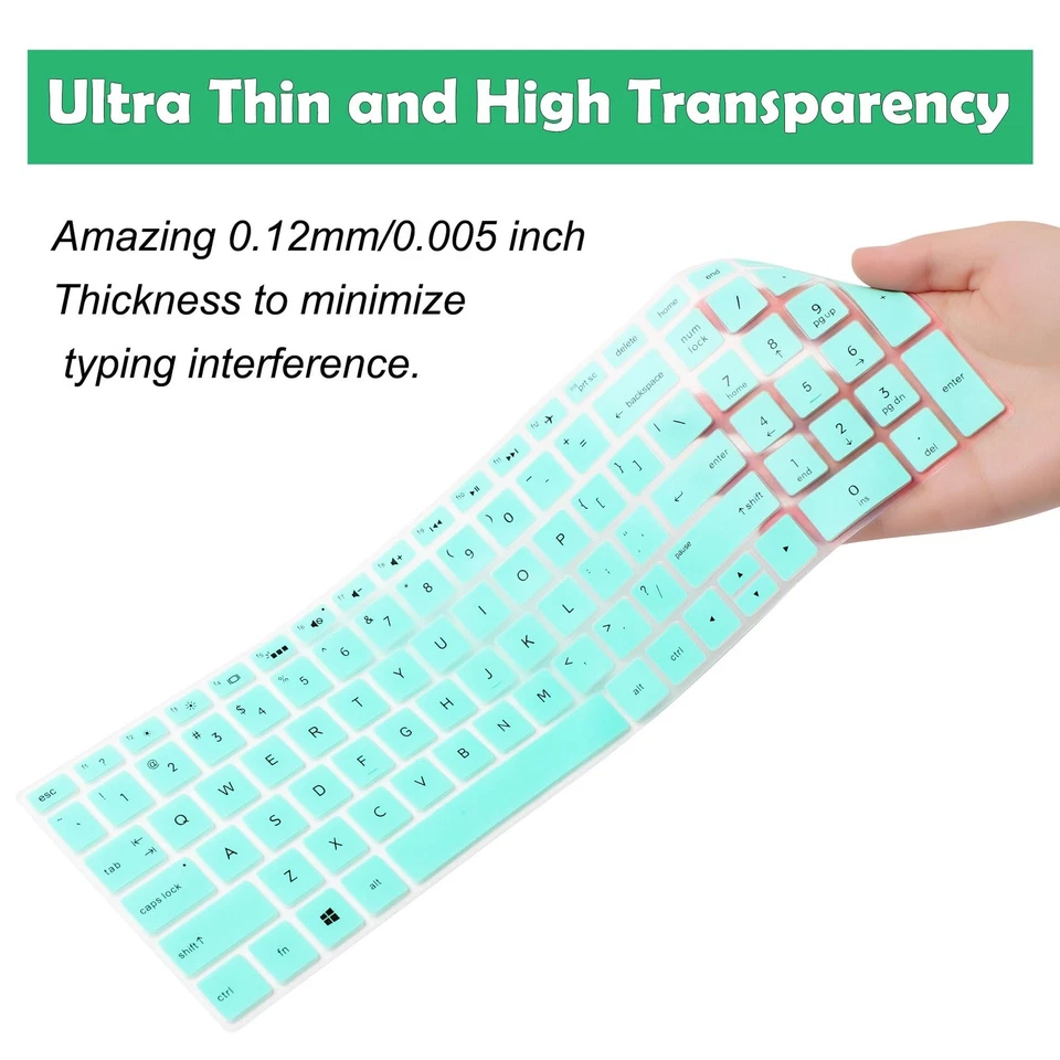 uxcell Keyboard Protector Skin Film Cover Turquoise for HP Pavilion 15 Laptop - Image 3 of 4