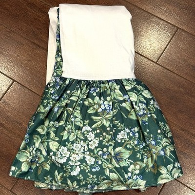VTG Laura Ashley Bramble Berry Floral Bedskirt Dust Ruffle Green Blue Full/Queen