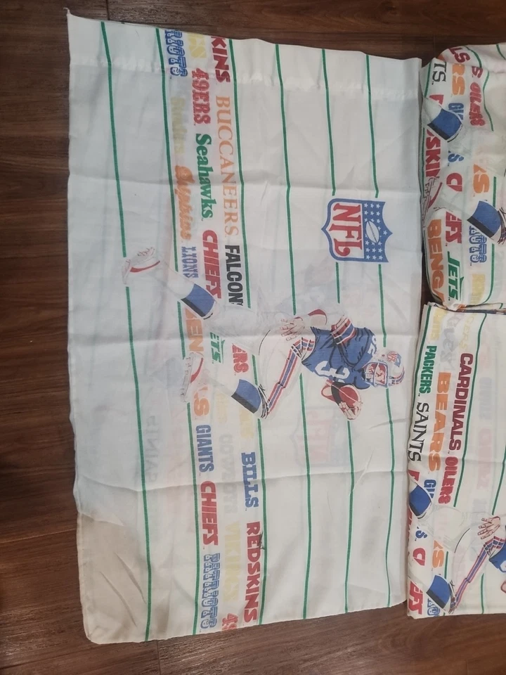  Juego de 3 sábanas gemelas vintage de fútbol americano de la NFL de los años 80 funda de almohada Nestolgia  Foto 2 de 4