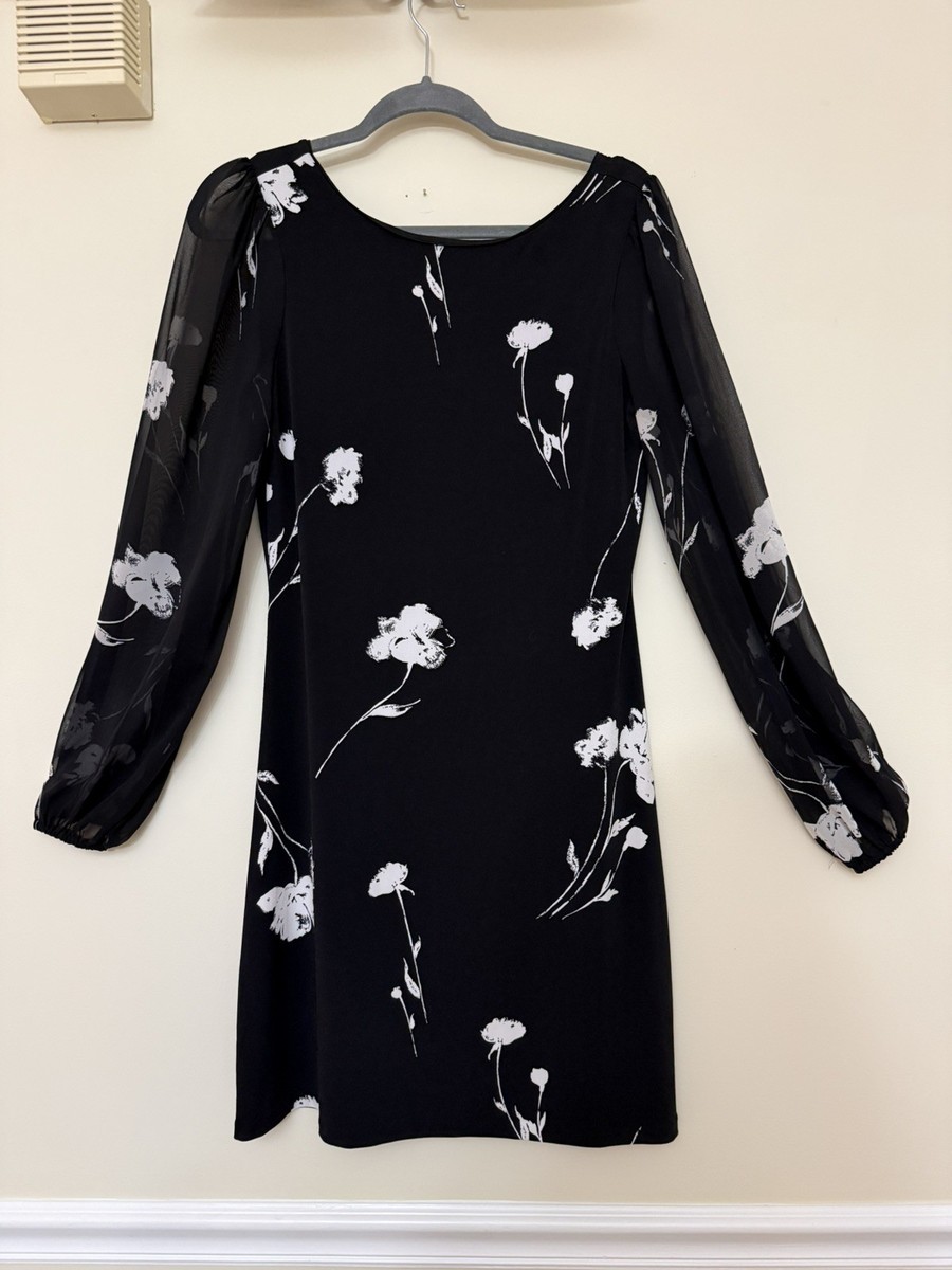 WHITE HOUSE BLACK MARKET Women Floral Chiffon Ties U Back Shift Dress Small  | eBay