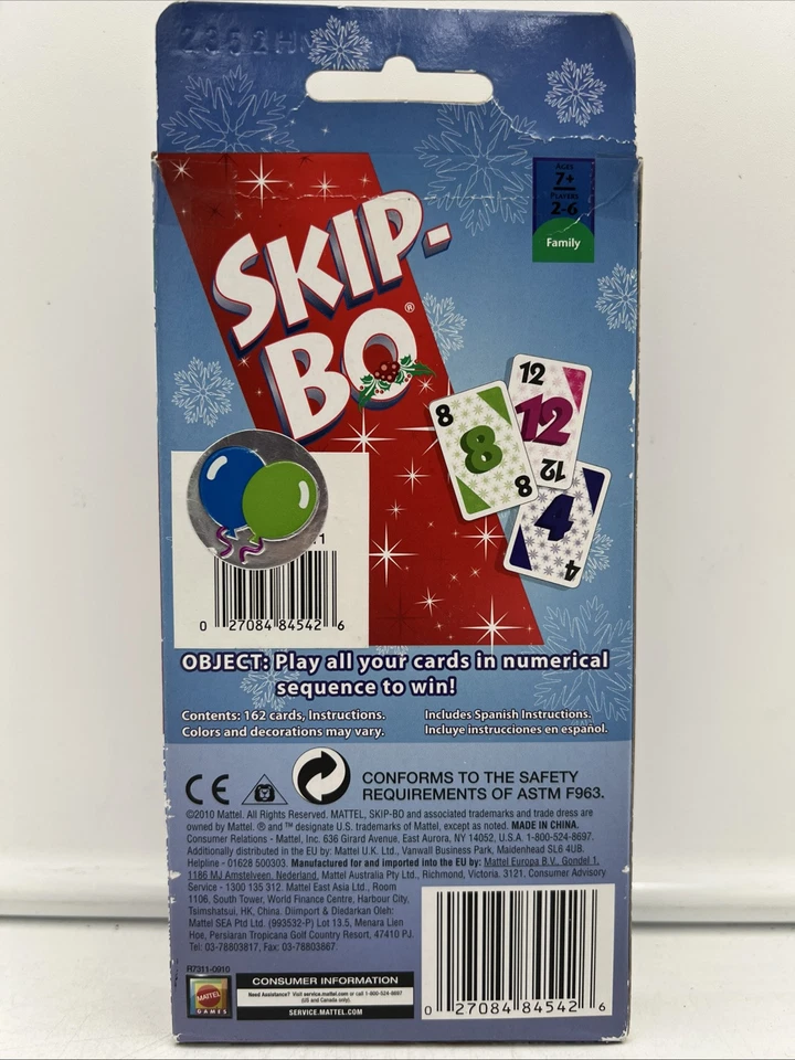 🎄Skip Bo Card Game Holiday Design 2010 Mattel, RARE & HTF - Brand New In Box!! - Image 3 of 4
