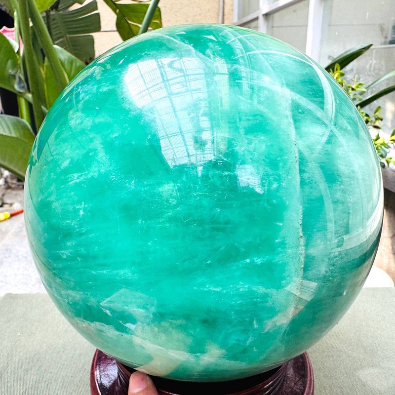 23.02LB Natural Green Fluorite Crystal Ball Sphere Polished Healing Decor Gift