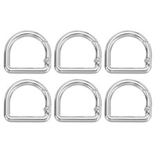 6 Pcs 27mm D Shaped Spring Snap Keychain Clip for Purses Silver