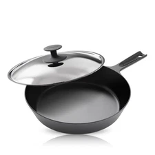 COOKLIFE 10 Inch Lightweight Pre-Seasoned Cast Iron Skillets with Stainless S...