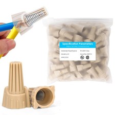 100 PCS Tan Winged Wire Nuts 12 Gauge for AWG 22-8, Easy Twist-on Screw on Ri...