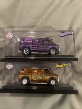 RLC Exclusive Lot Of 2 ‘70s Dodge Tradesman Van Purple HGK78 & Rootbeer JCP23