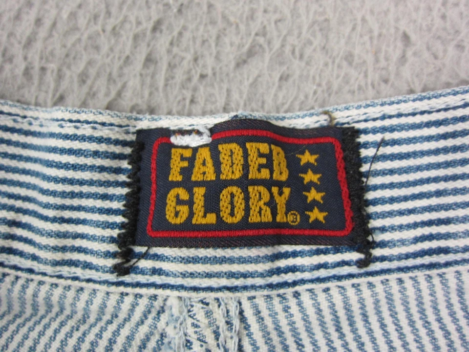 Pantalones Cortos Gloria Desteñidos De Colección Adolescentes Niñas 12 Bermudas A Rayas Azules Hechos en EE. UU. Foto 3 de 4