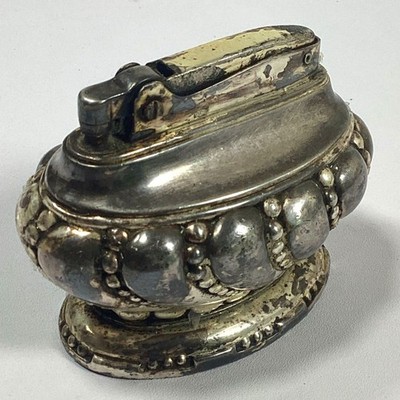 Vintage Ronson Crown Silver Plated Art Deco Table Lighter USA For Parts Repair