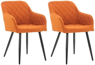 #Lage573 2x Esszimmerstuhl Shila Stoff orange Polsterstuhl Besucherstuhl