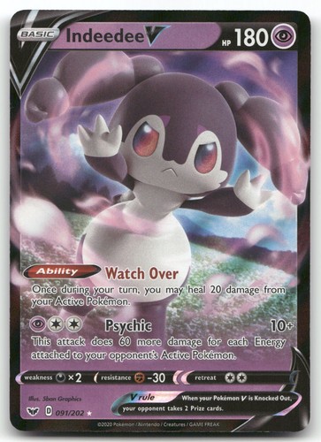 Indeedee V #91/202 (Holo) (LP) SWSH01: Sword & Shield Base Set SWSH01 Pokemon