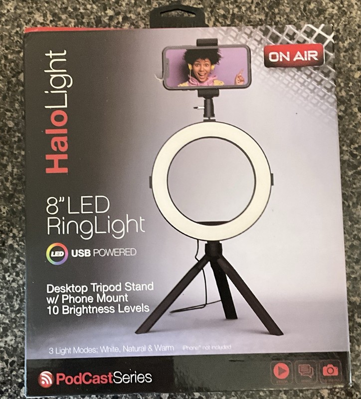 Halo light 8” LED RING LIGHT from PodCast Series - USB Powered - NEW