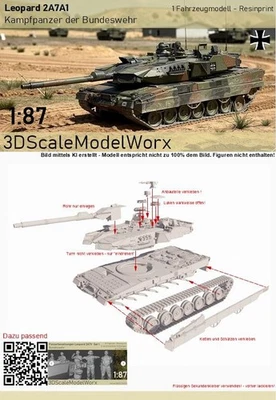 3DSCALEMODELWORX Neues AngebotBundeswehr Kampfpanzer Leopard 2A7A1 1:87 Bausatz