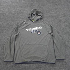 Winnipeg Jets Hoodie Mens 2XL Gray NHL Hockey Reebok PlayDry Center Ice Pullover