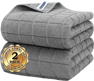 HOMERHYME Microfiber Bath Towels 2 Pack (22'' x 48'') - Lightweight Quick Dry