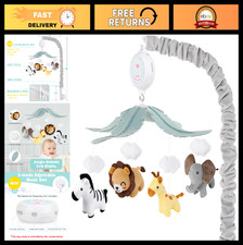 Safari Animals Crib Mobile for Boys Girls - 3-Mode Music Box, Fits Standard Cr