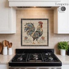Rustic Rooster Tile Backsplash Decor, Farmhouse Kitchen Tile, Kitchen Backsplash