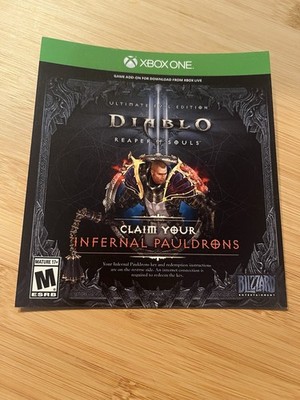 Diablo III 3 Reaper of Souls Infernal Pauldrons DLC Xbox New Unused Add On