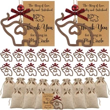 24 Sets Friendship Elephant Ornaments Wooden Christmas Friendship Ornament wi...