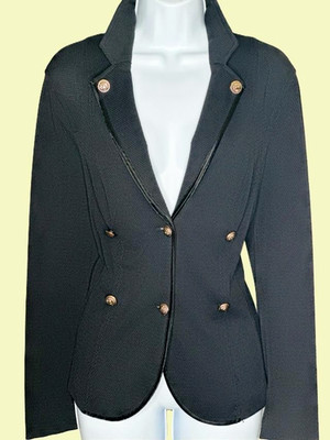 MARCCAIN Black /Gold Button Jacquard Jacket Sz 5 EU (12 US) made in EU Ret: $397