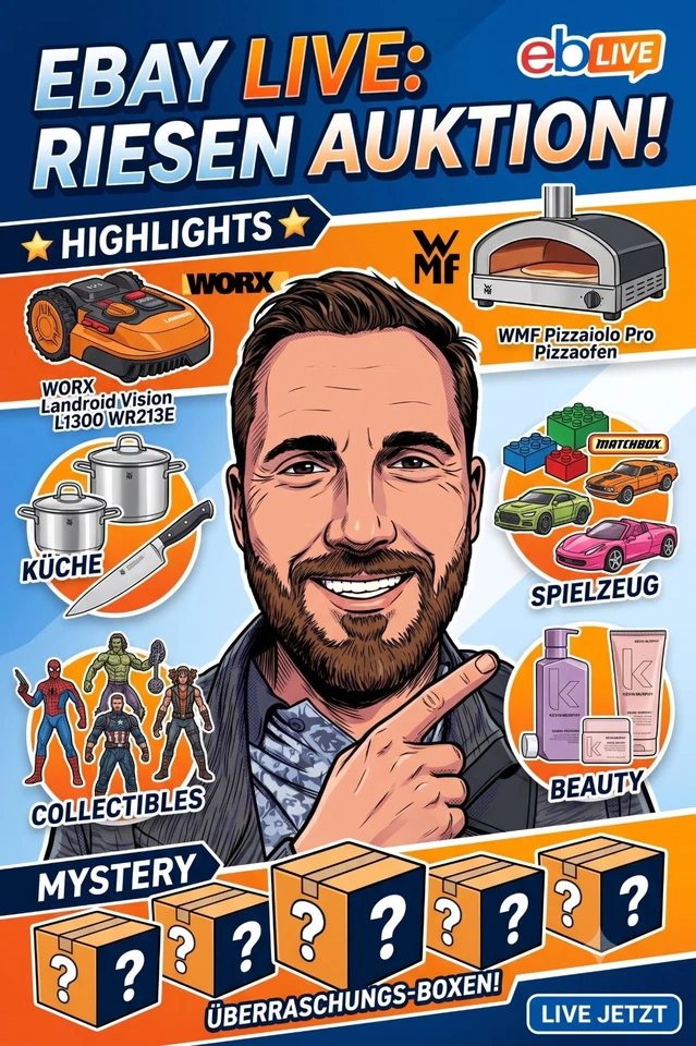 Große Live-Auktion: WORX Landroid, WMF Pizzaofen, Lego & Mysteryboxen