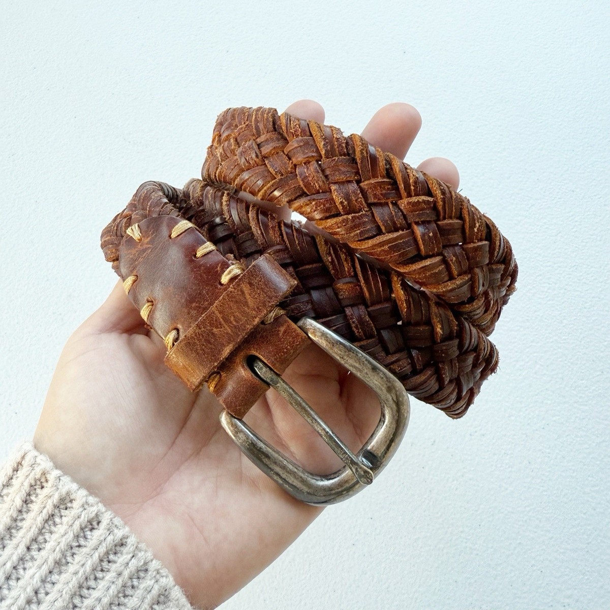 Sundance brown braided leather belt | eBay display picture 3